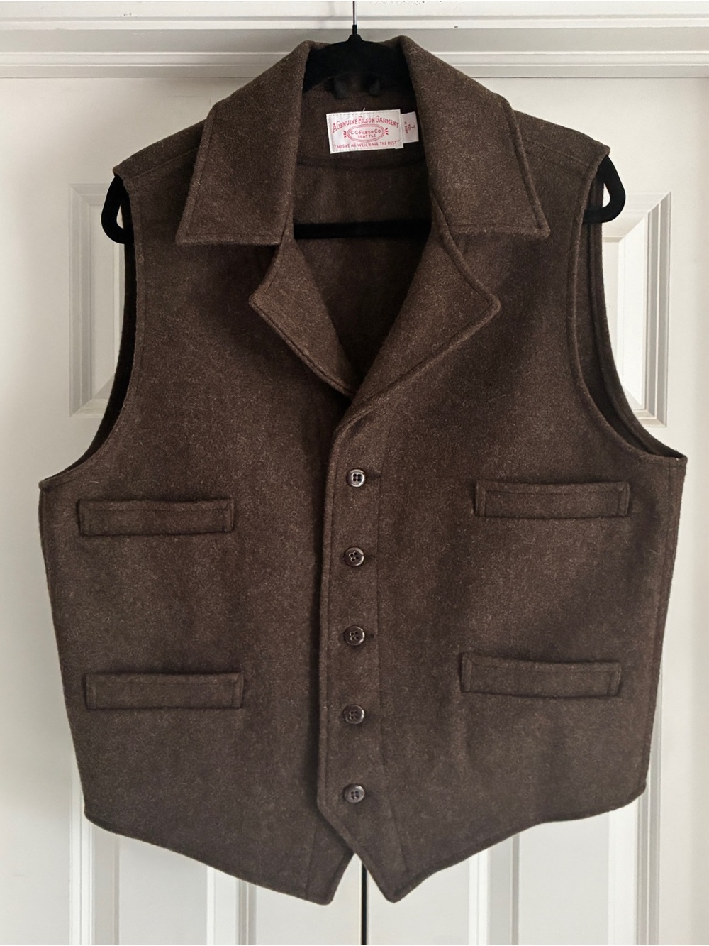 Vintage Filson Mackinaw Brown Wool Vest Size L